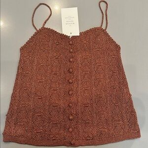 Sezane Francisco Lurex Bronze Women's Brown Knit Top, XS